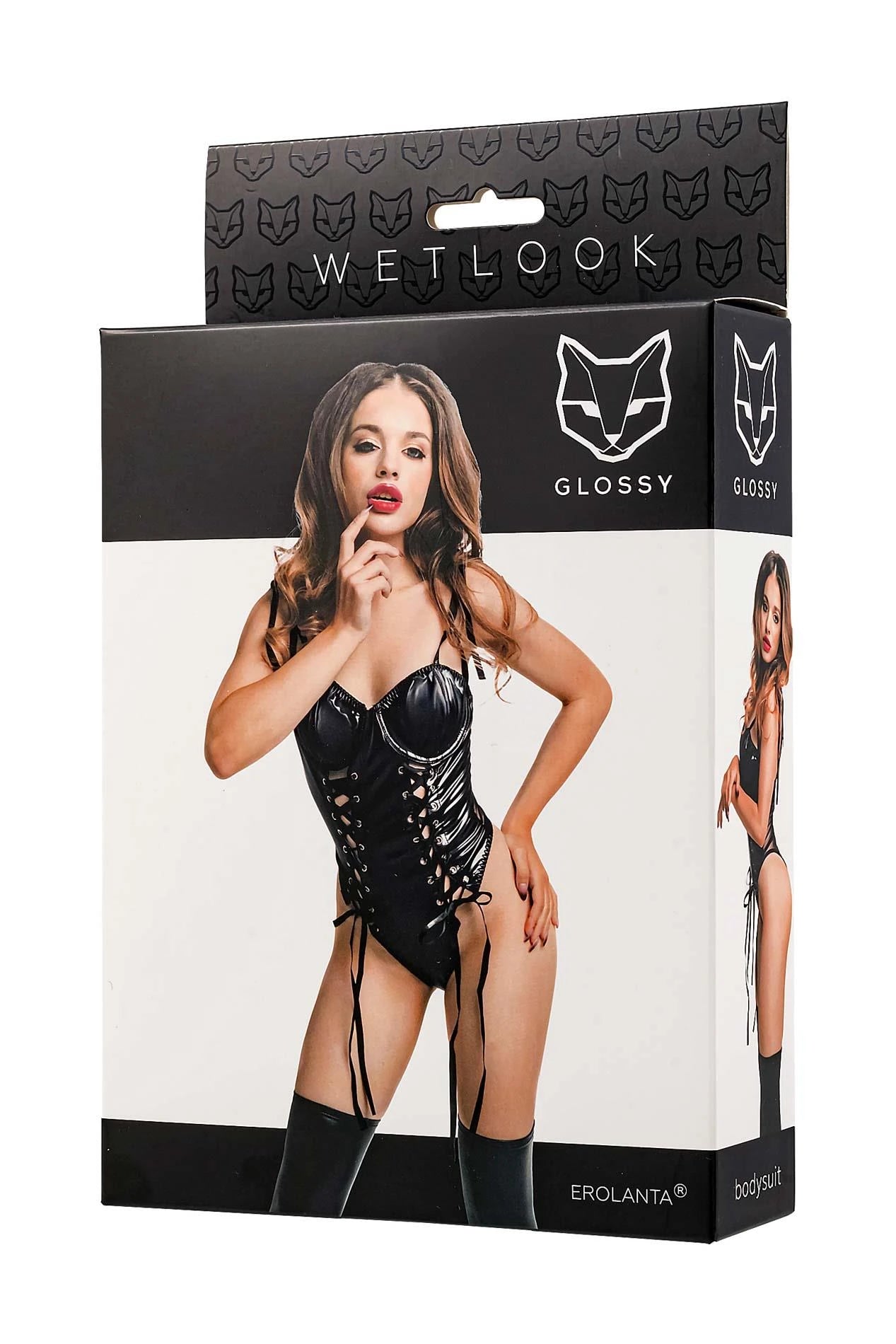 Glossy Amilia, bodysuit, wet look, black, XL