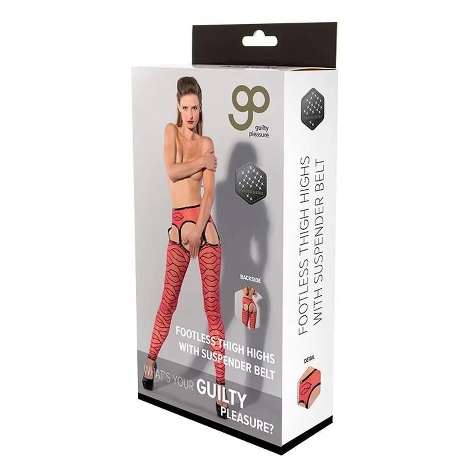 GP PRINTED THIGH HIGHS WITH SUSPENDER, L