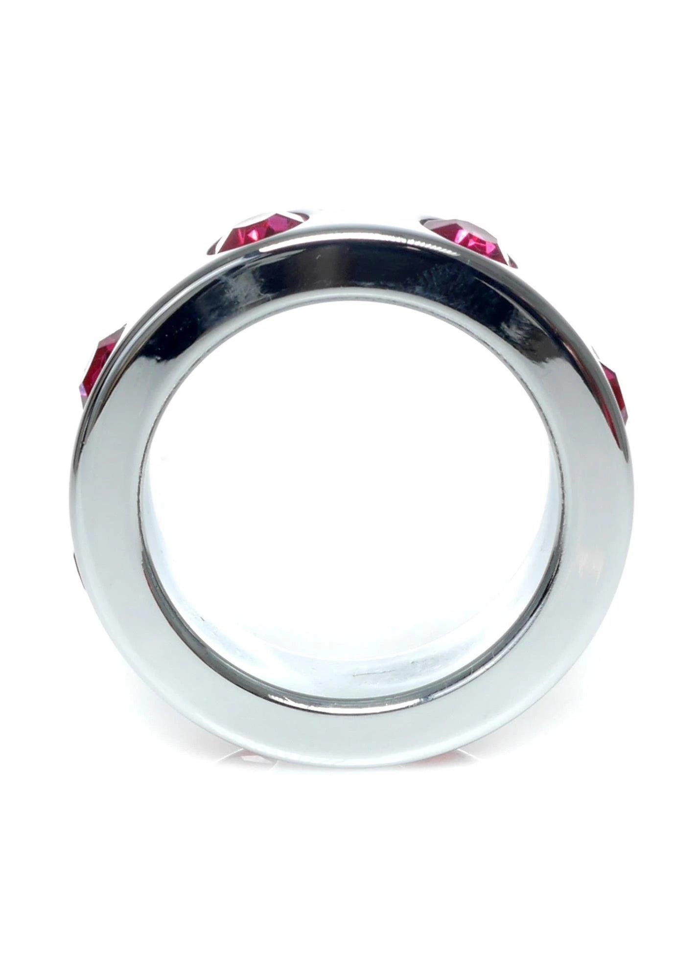 Anneau en métal pour pénis avec diamants roses, taille M