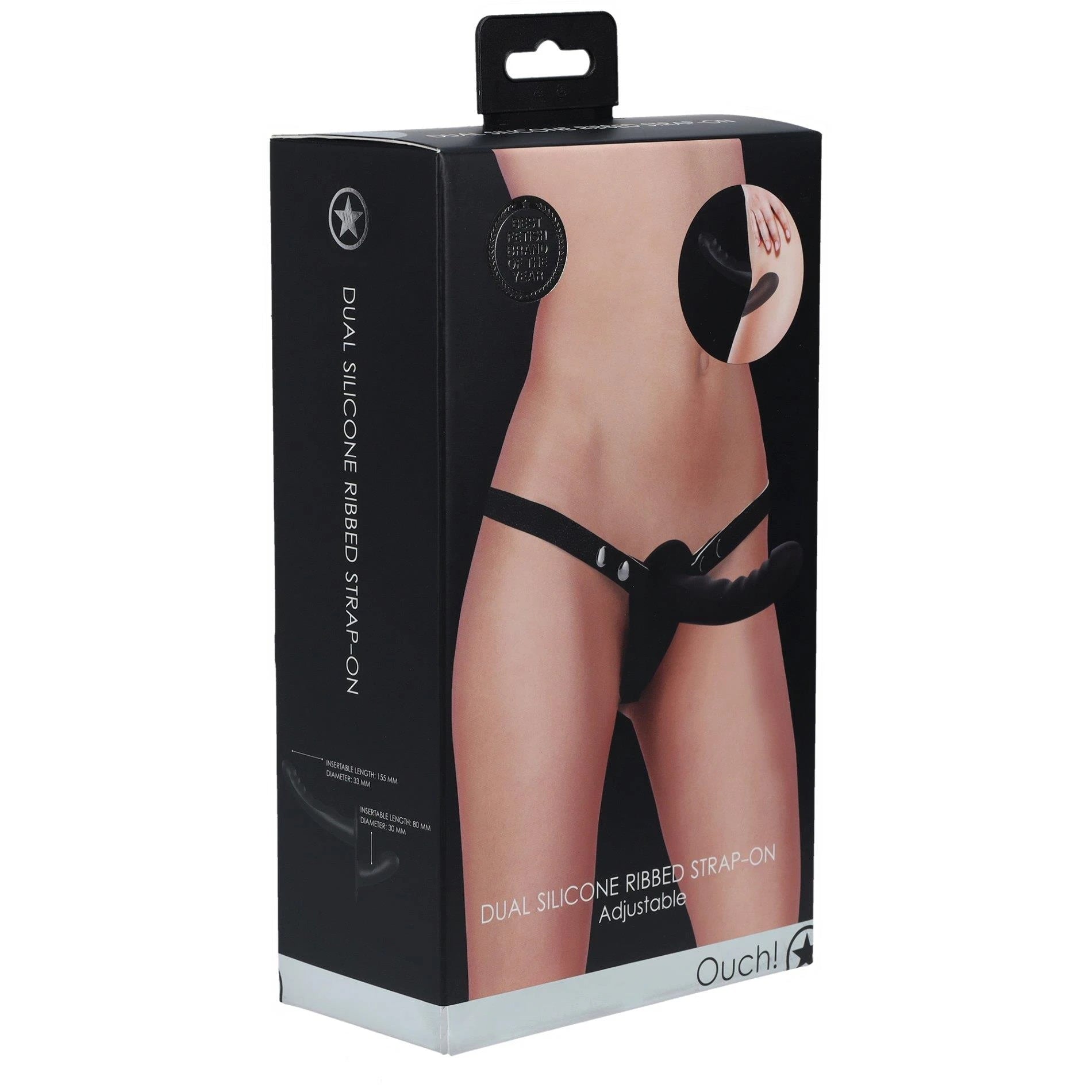 Ouch! - Godemichet double en silicone nervuré - Ajustable - Noir