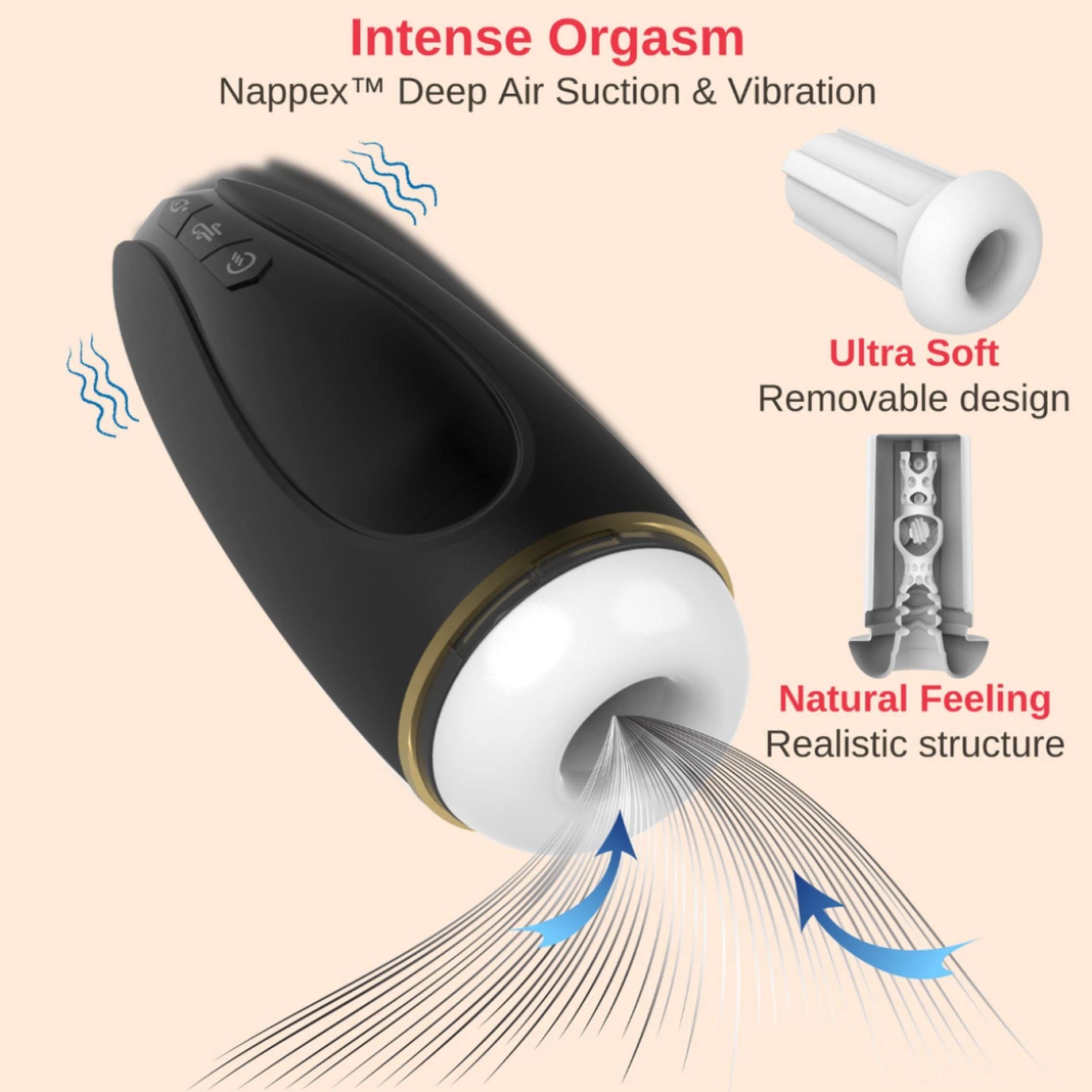 Masturbator - Nappex™ White Black - Premium Masturbators (10 Languages