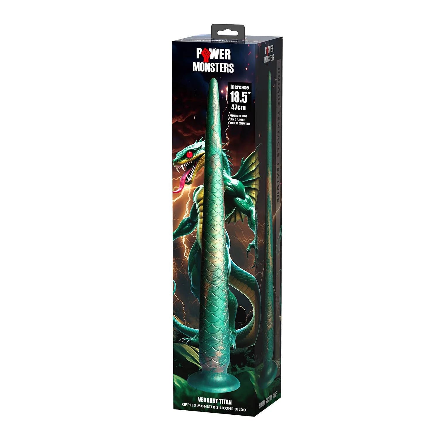 Power Monsters Titan verdoyant – Godemichet monstre en silicone strié de 47 cm