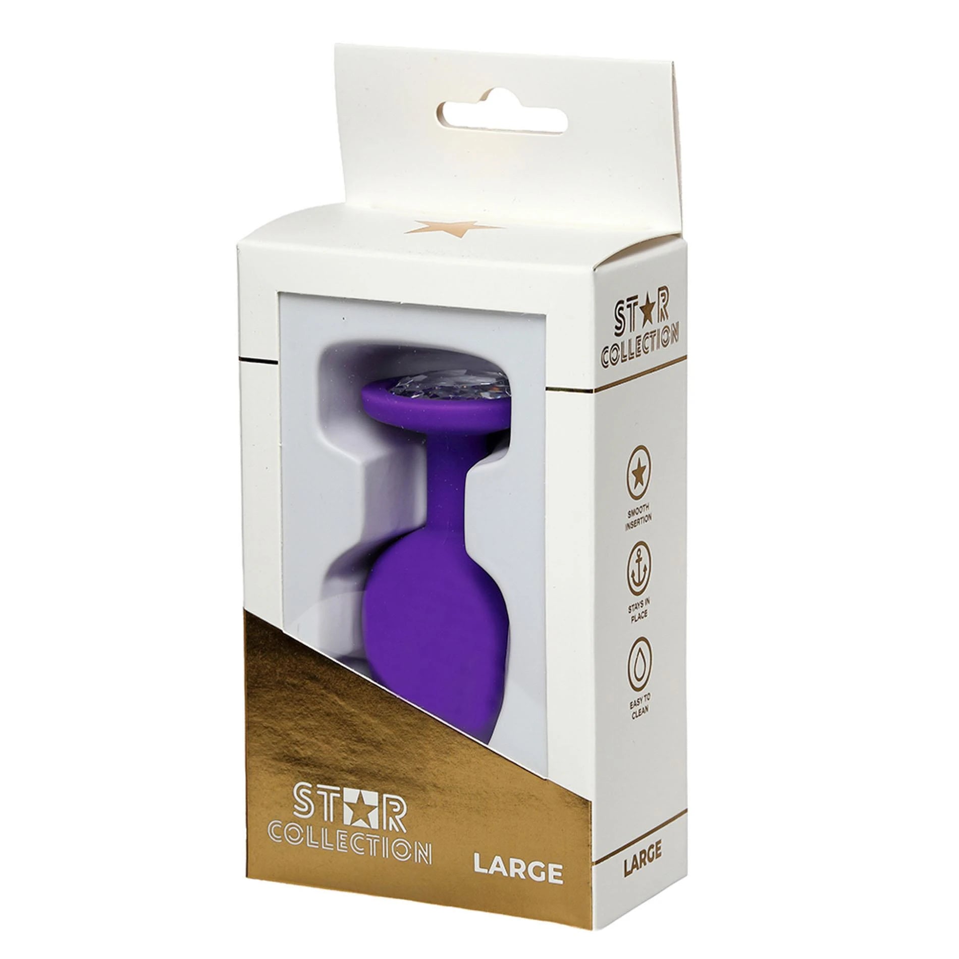 Star Collection - Plug anal en silicone violet taille L - Pierre transparente