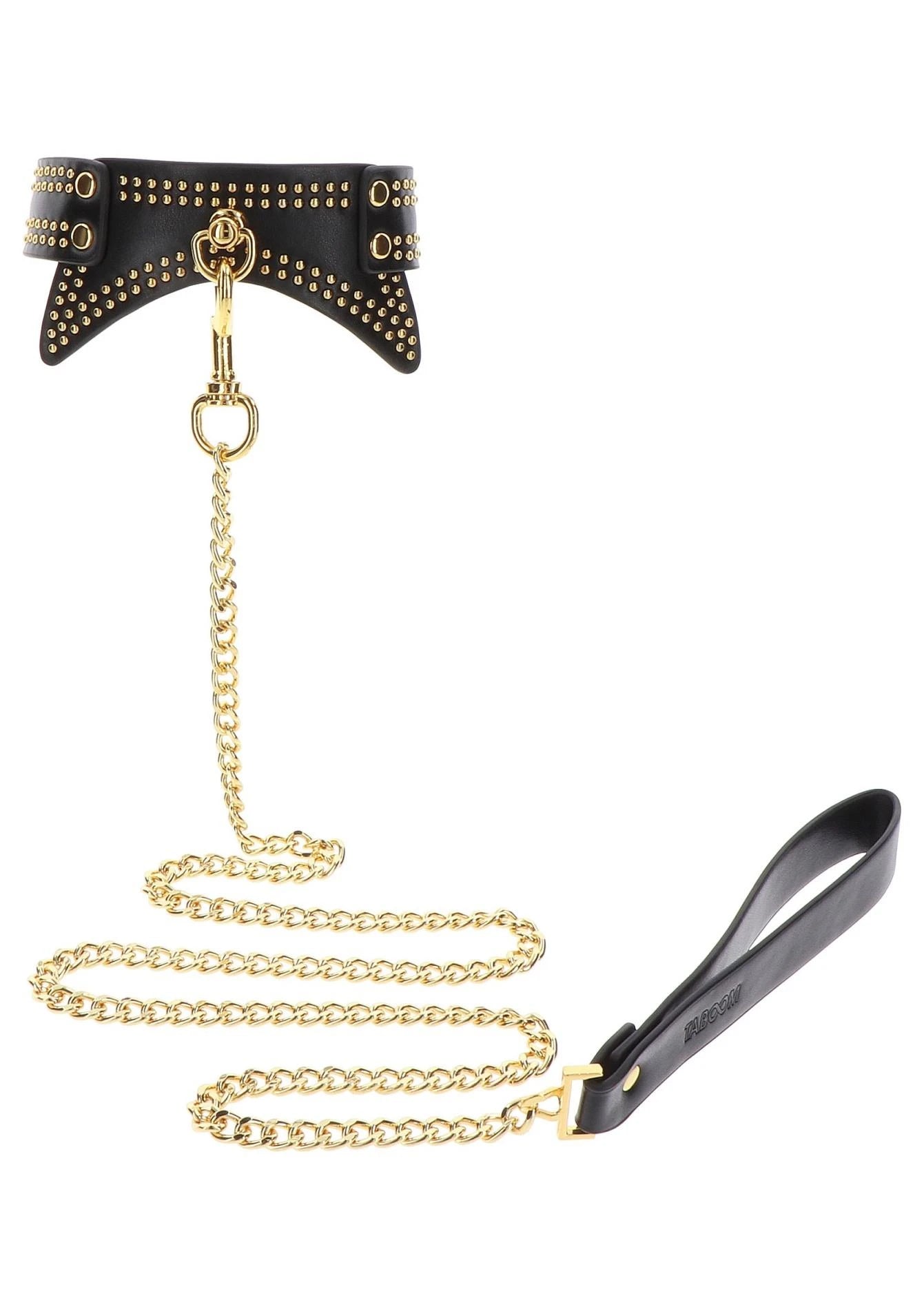 Collier et laisse cloutés noirs