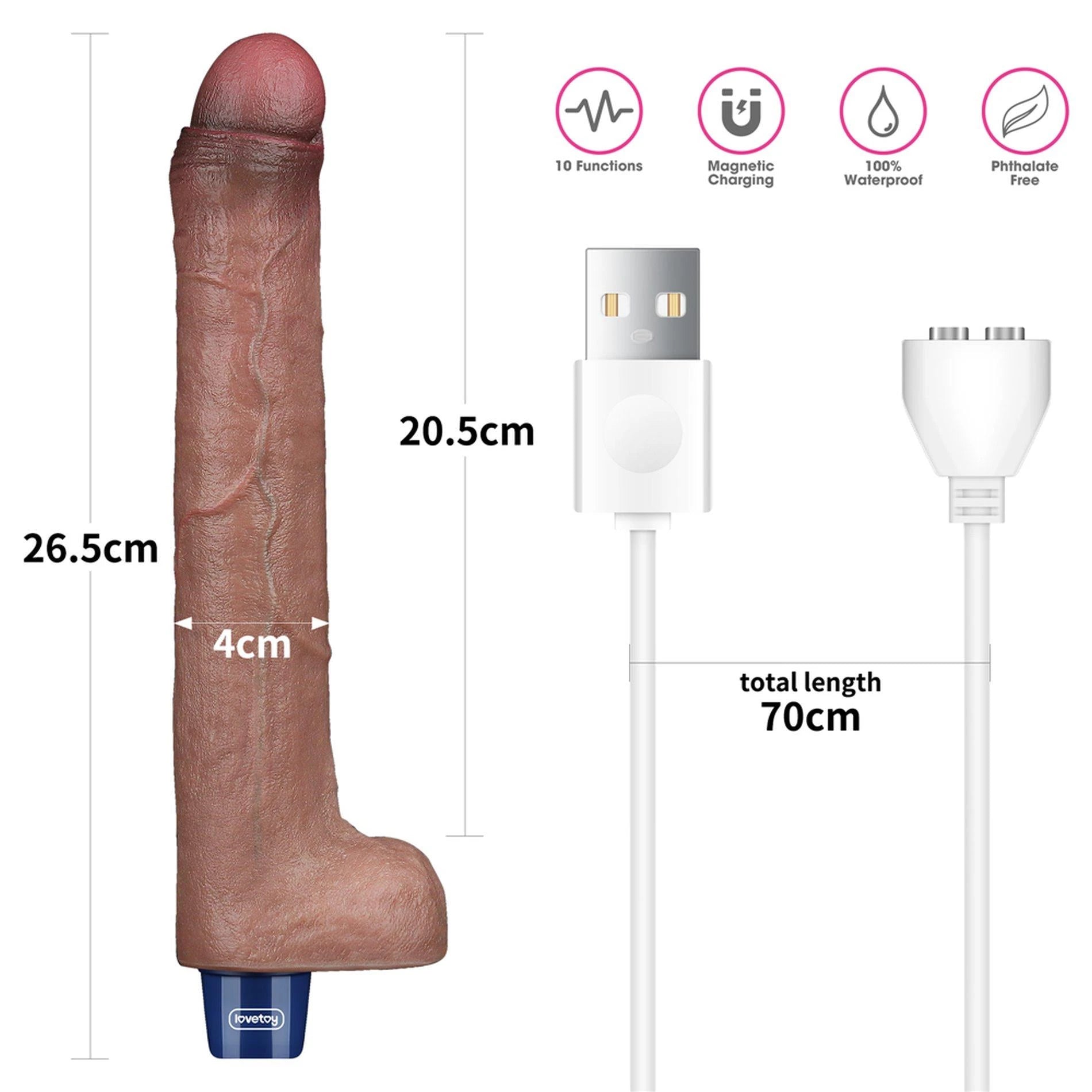 10.5" REAL SOFTEE Rechargeable Silicone Vibrating Dildo