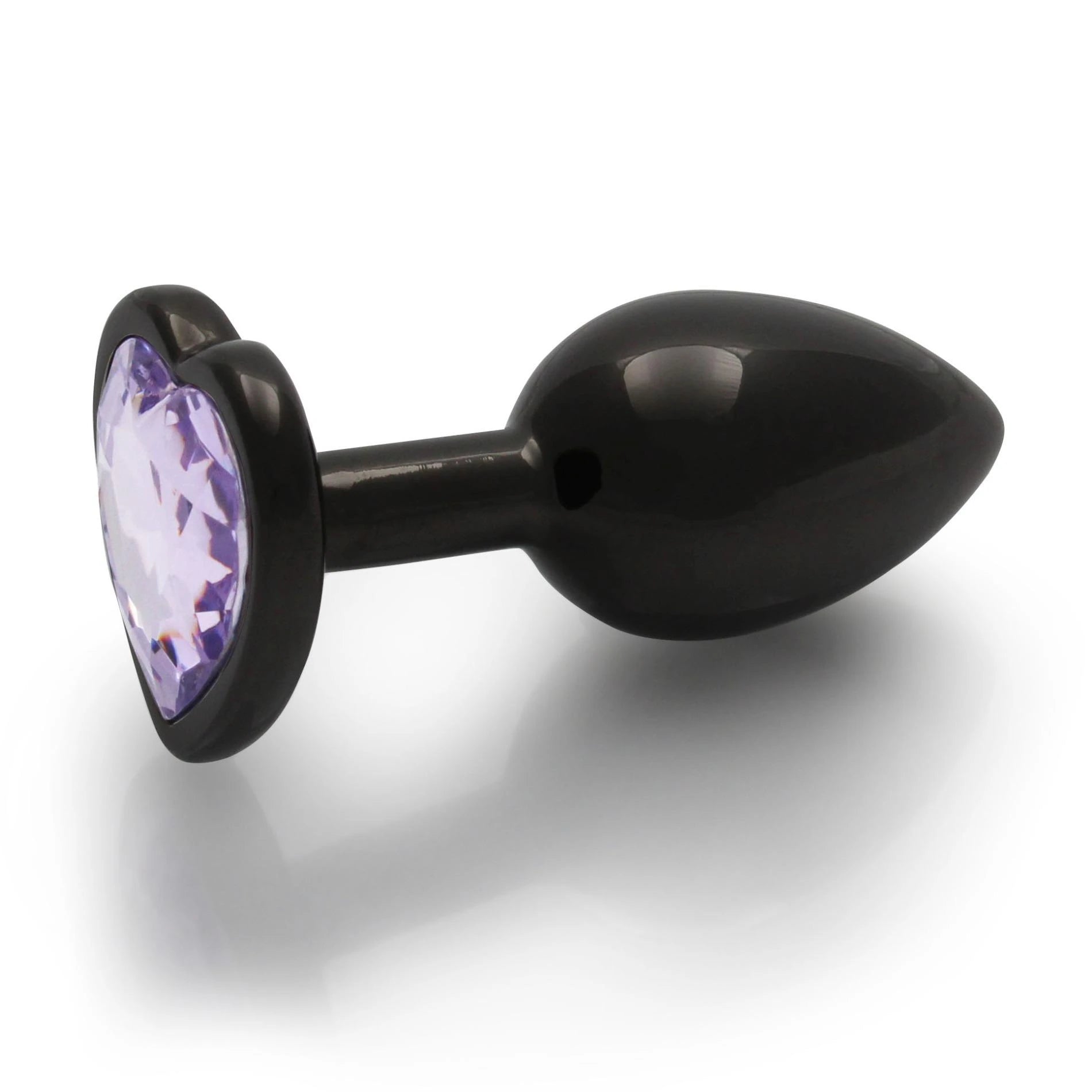 Heart Gem Butt Plug - Small - Gunmetal/Amethyst Purple