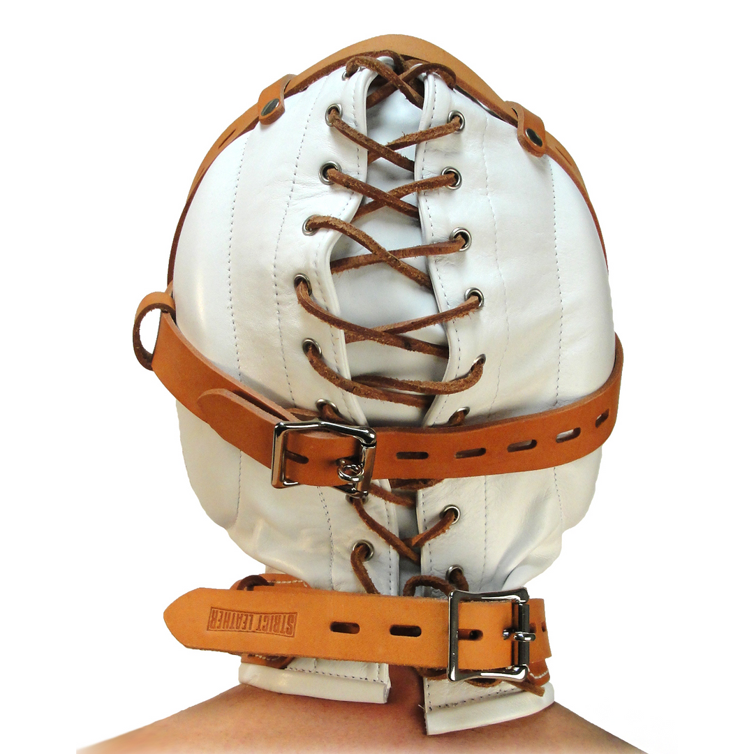 Cagoule en cuir à privation sensorielle totale - M/L - Blanc