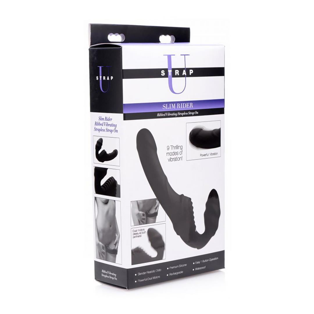 Slim Rider - Ribbed Vibrating Strapless Strap-On