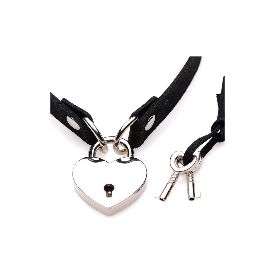 Lock-It - Collier ras-du-cou avec cadenas cœur et clé