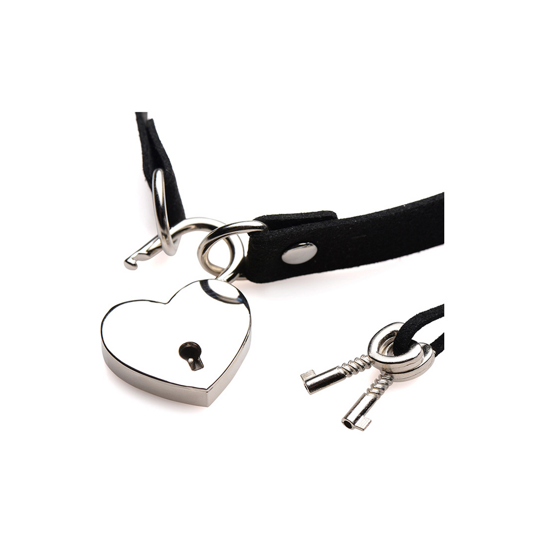 Lock-It - Collier ras-du-cou avec cadenas cœur et clé