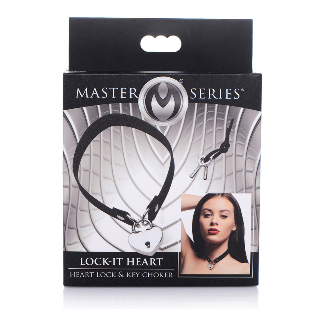 Lock-It - Collier ras-du-cou avec cadenas cœur et clé