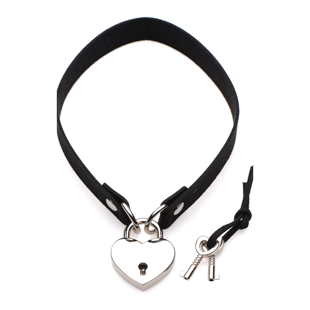 Lock-It - Collier ras-du-cou avec cadenas cœur et clé