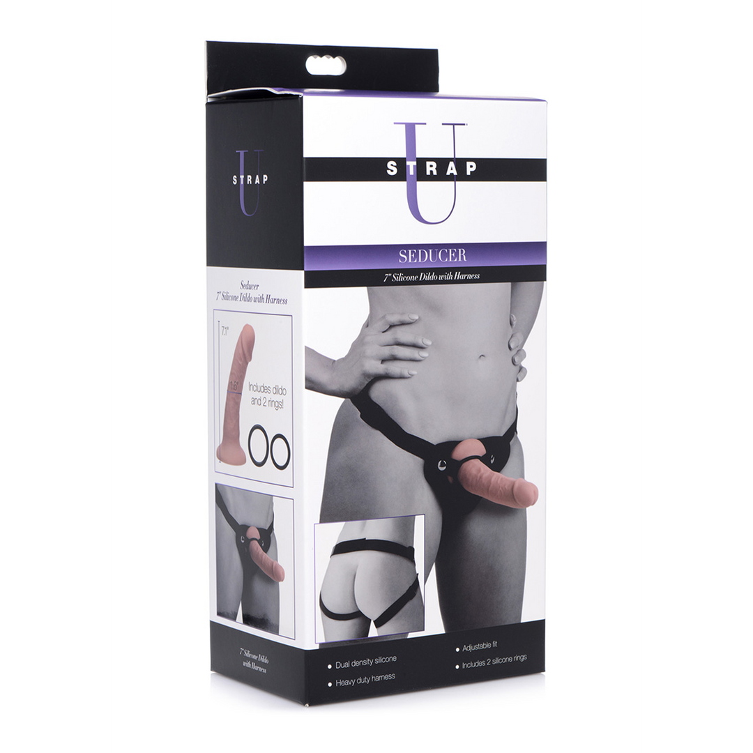 Seducer - Godemichet en silicone avec harnais - 7 / 18 cm