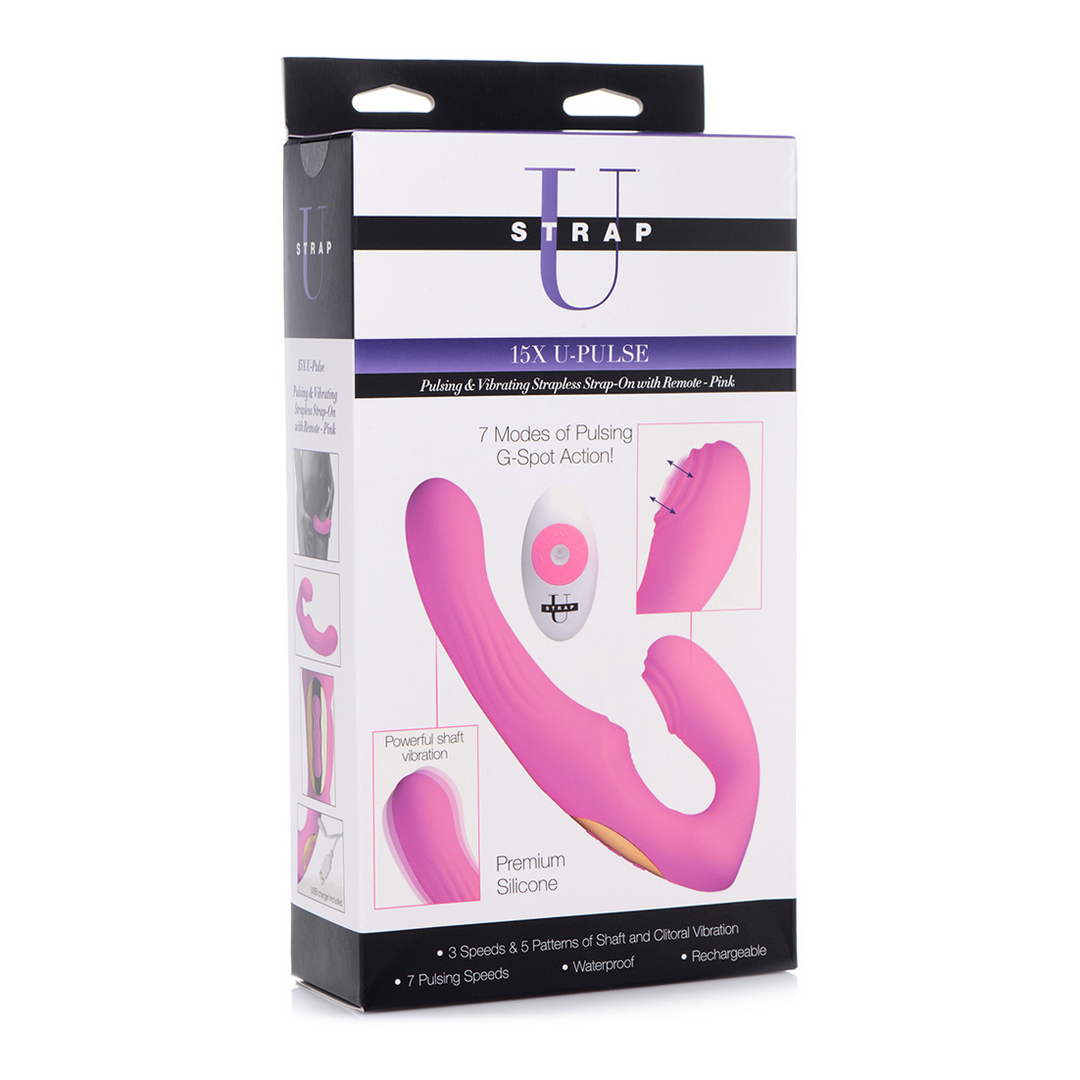 U-Pulse - Godemichet sans bretelles vibrant et palpitant en silicone