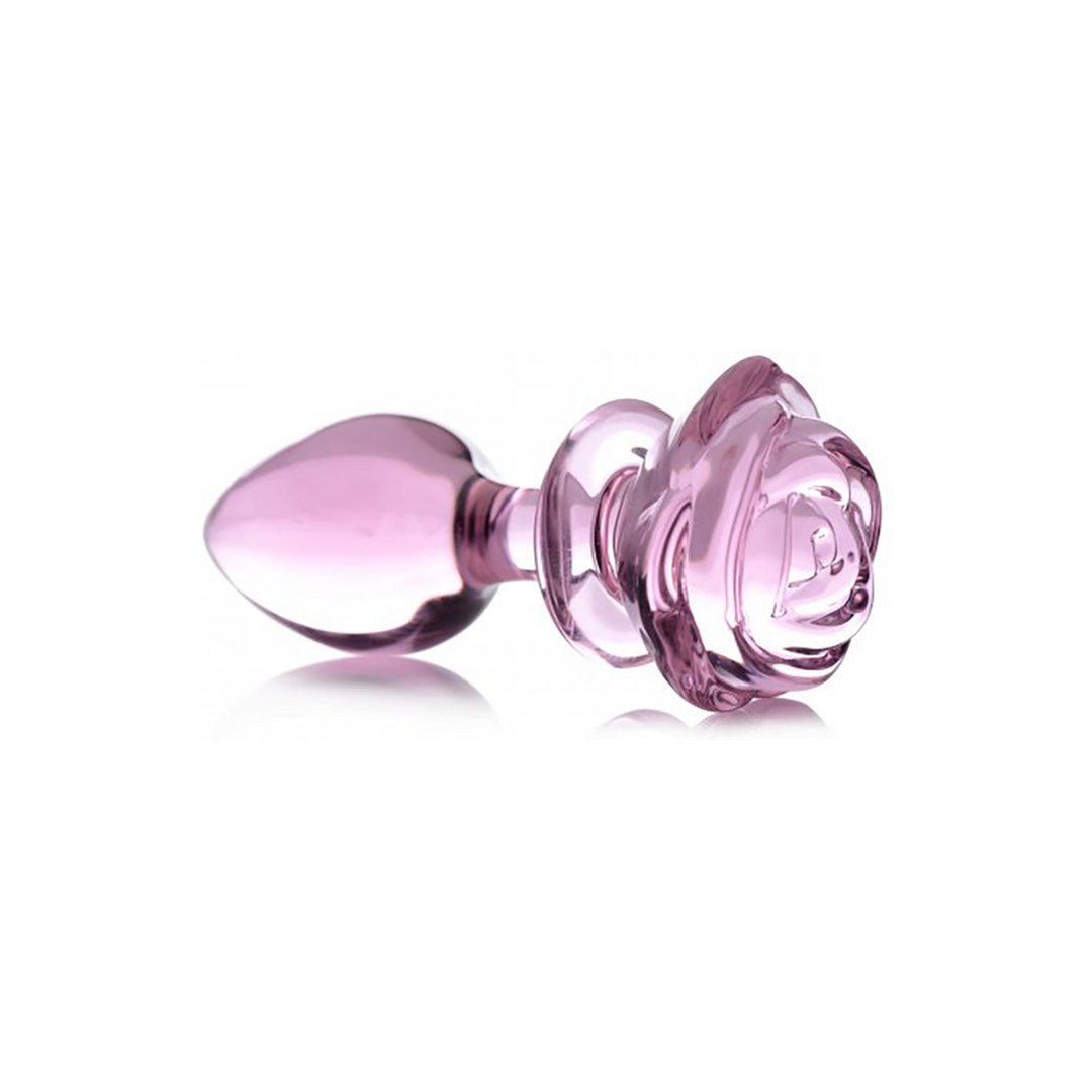 Rose rose - Plug anal en verre - Grande taille