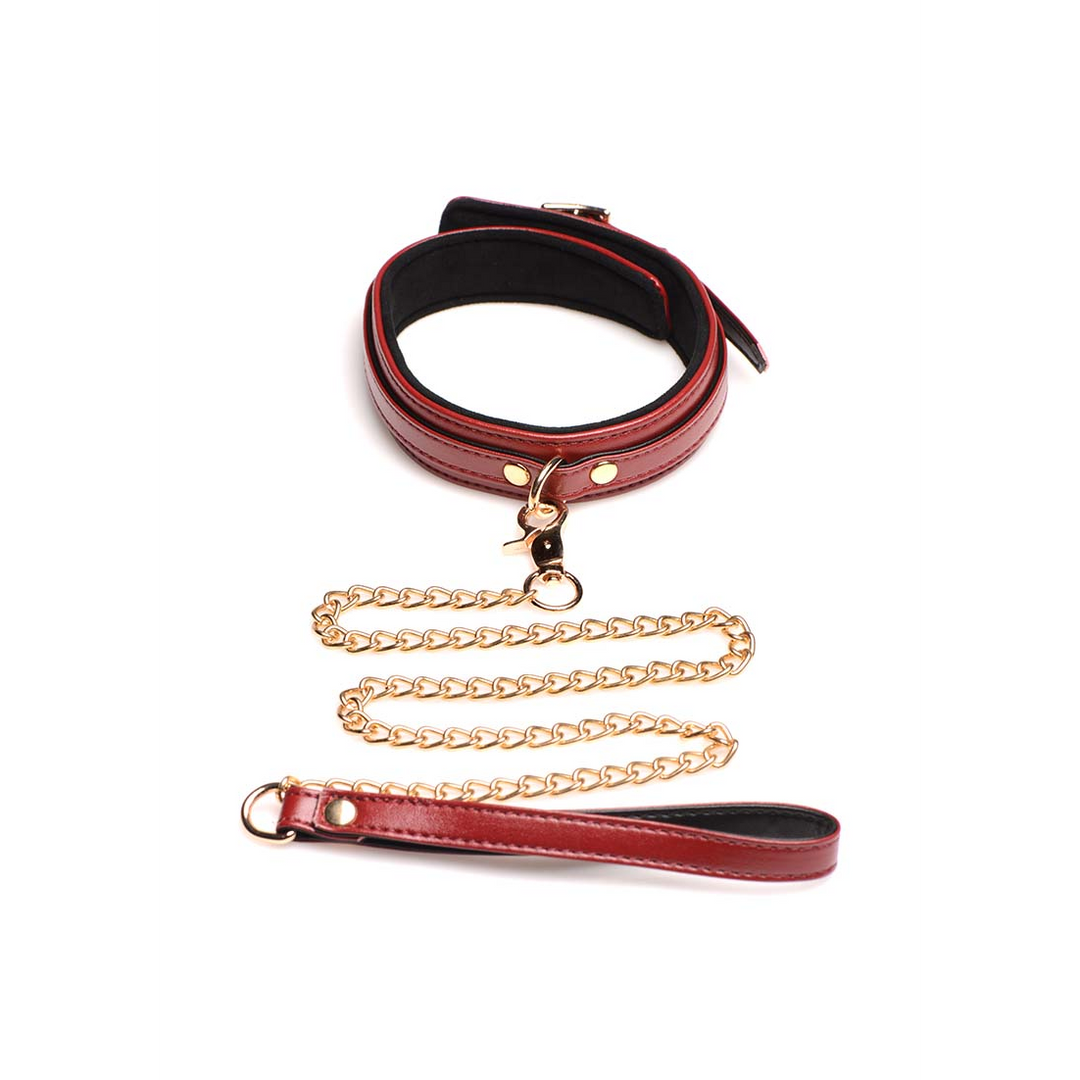 Ensemble de bondage bordeaux 6 pièces avec menottes, collier et ceinture