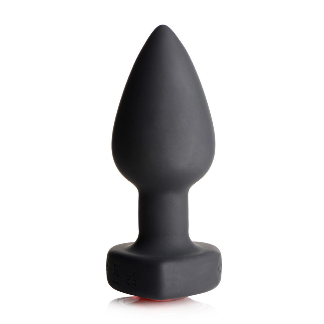 Silicone Vibrating Red Heart - Butt Plug with Remote Control - Small