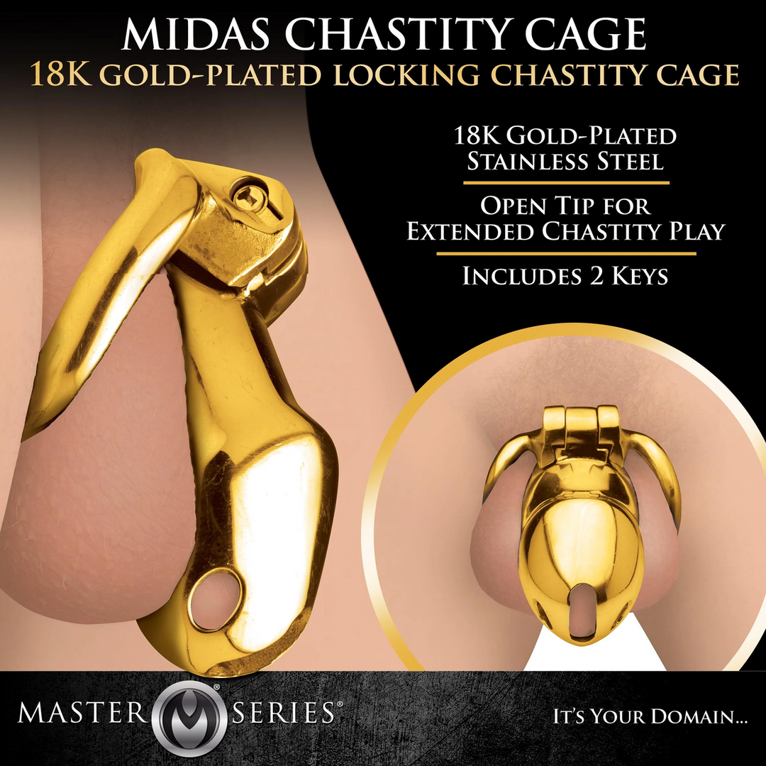 Midas Locking Chastity Cage - Plaqué Or 18 carats - Doré