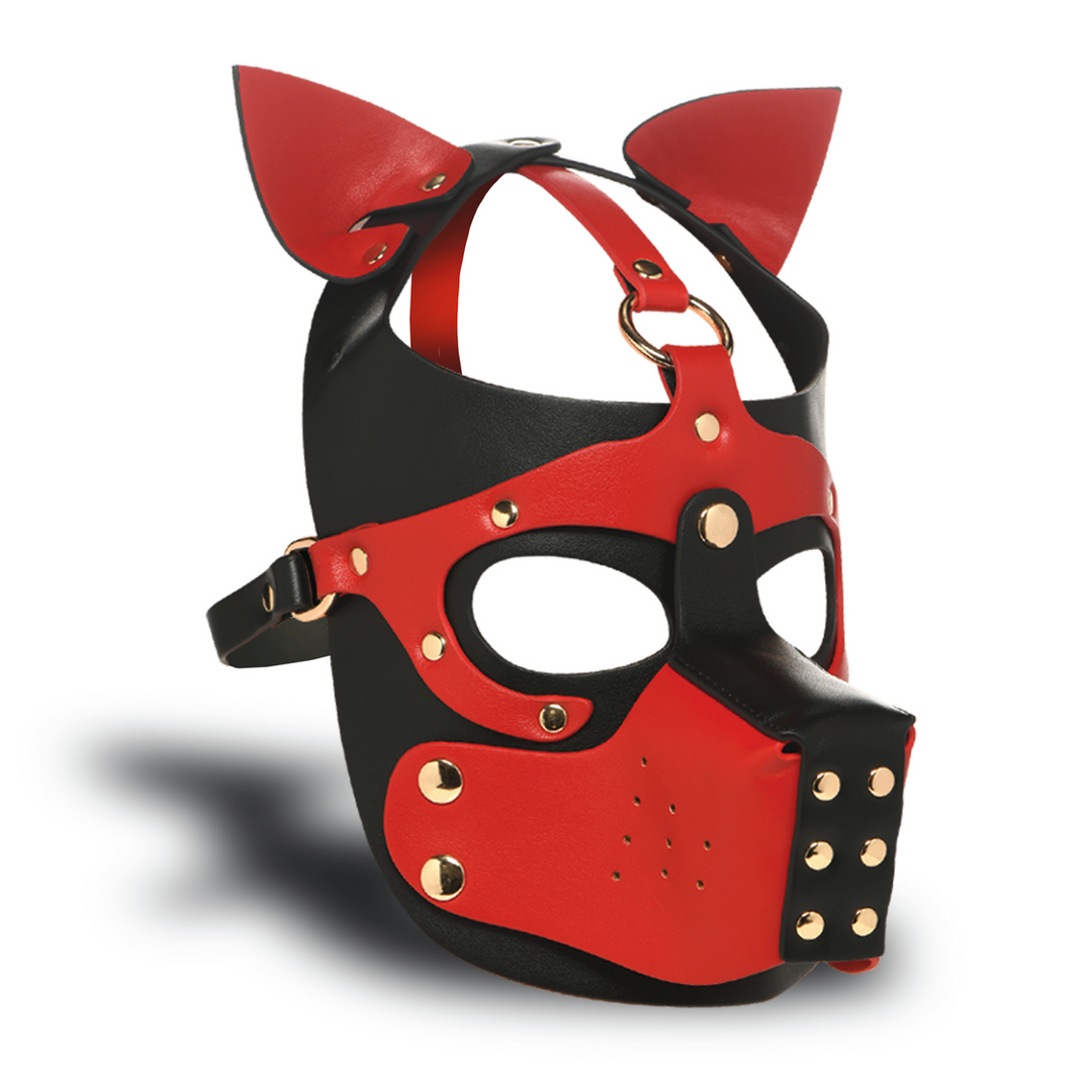 Cagoule de chien avec museau – Noir/Rouge