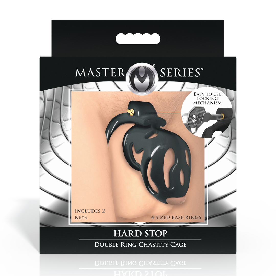 Hard Stop - Double Ring Chastity Cage - Black