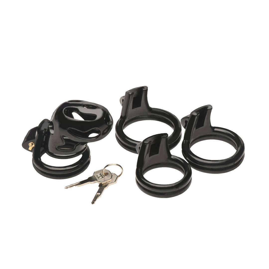 Hard Stop - Double Ring Chastity Cage - Black