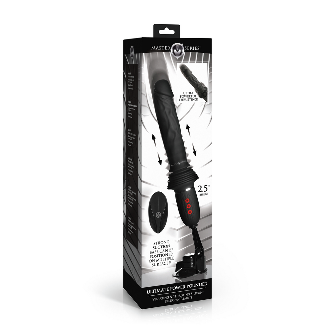 Ultimate Power Pounder - Godemichet Vibrant et Pénétrant en Silicone avec Télécommande - Noir