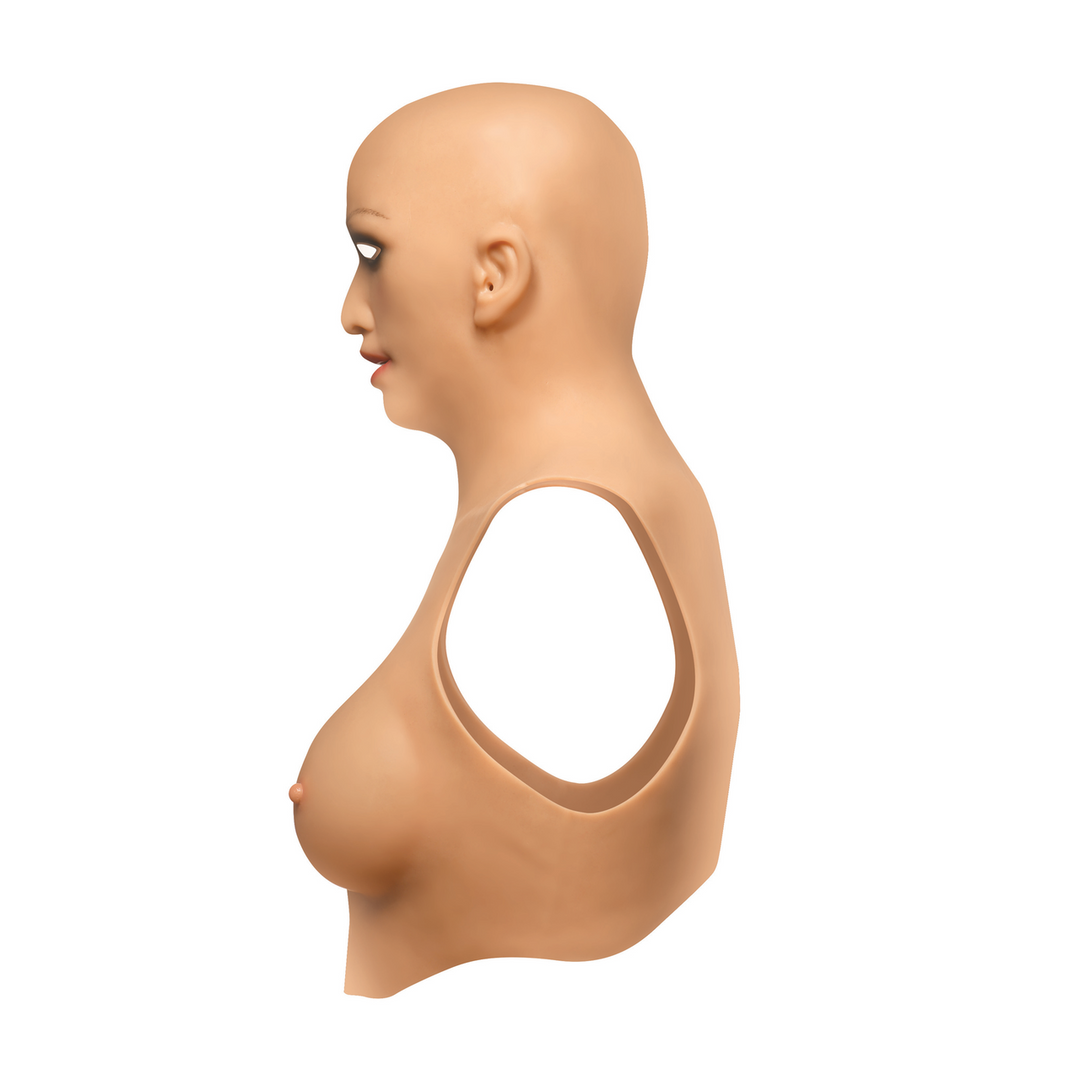 Combinaison sexy pour la peau – Tête et visage en silicone et bonnets C