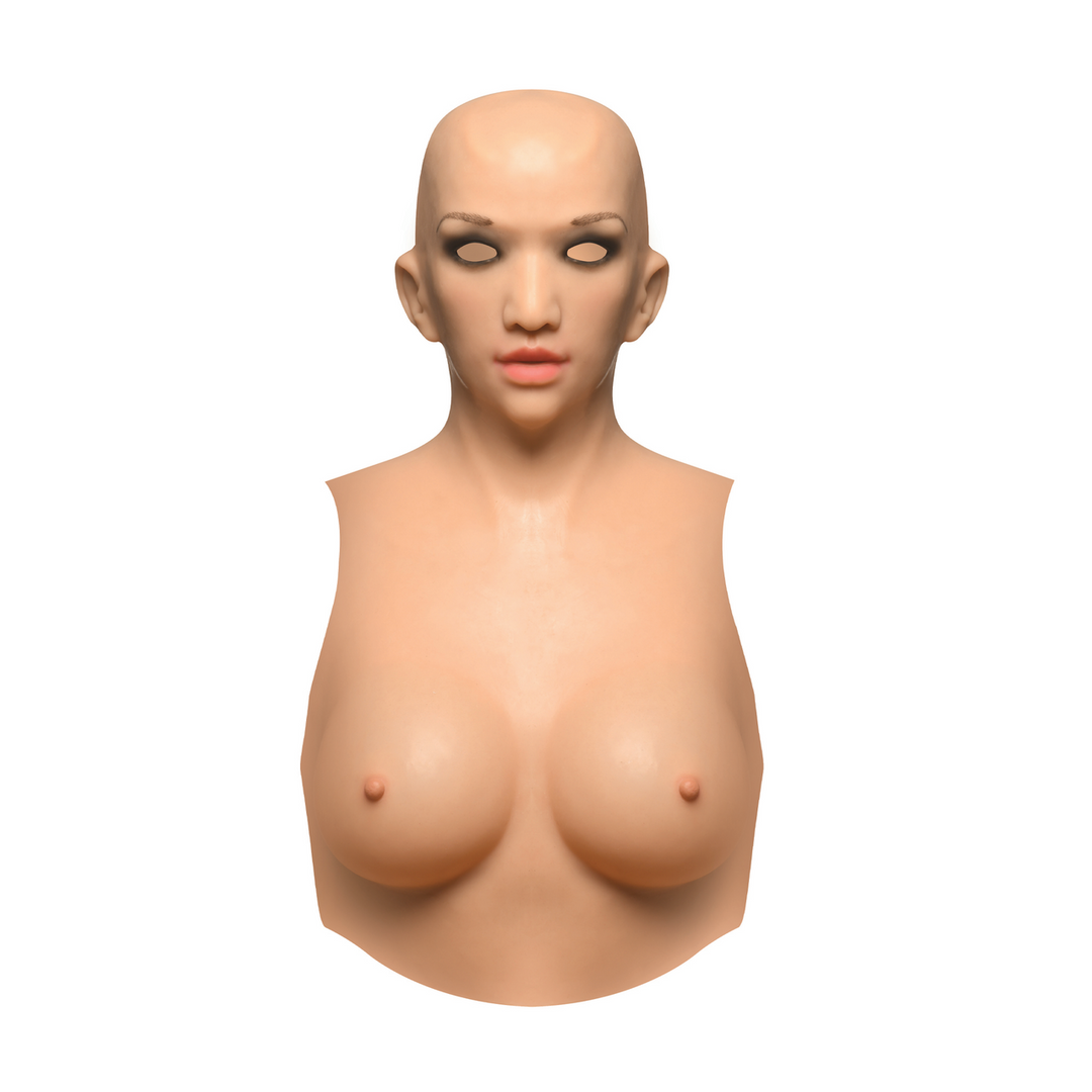 Combinaison sexy pour la peau – Tête et visage en silicone et bonnets C