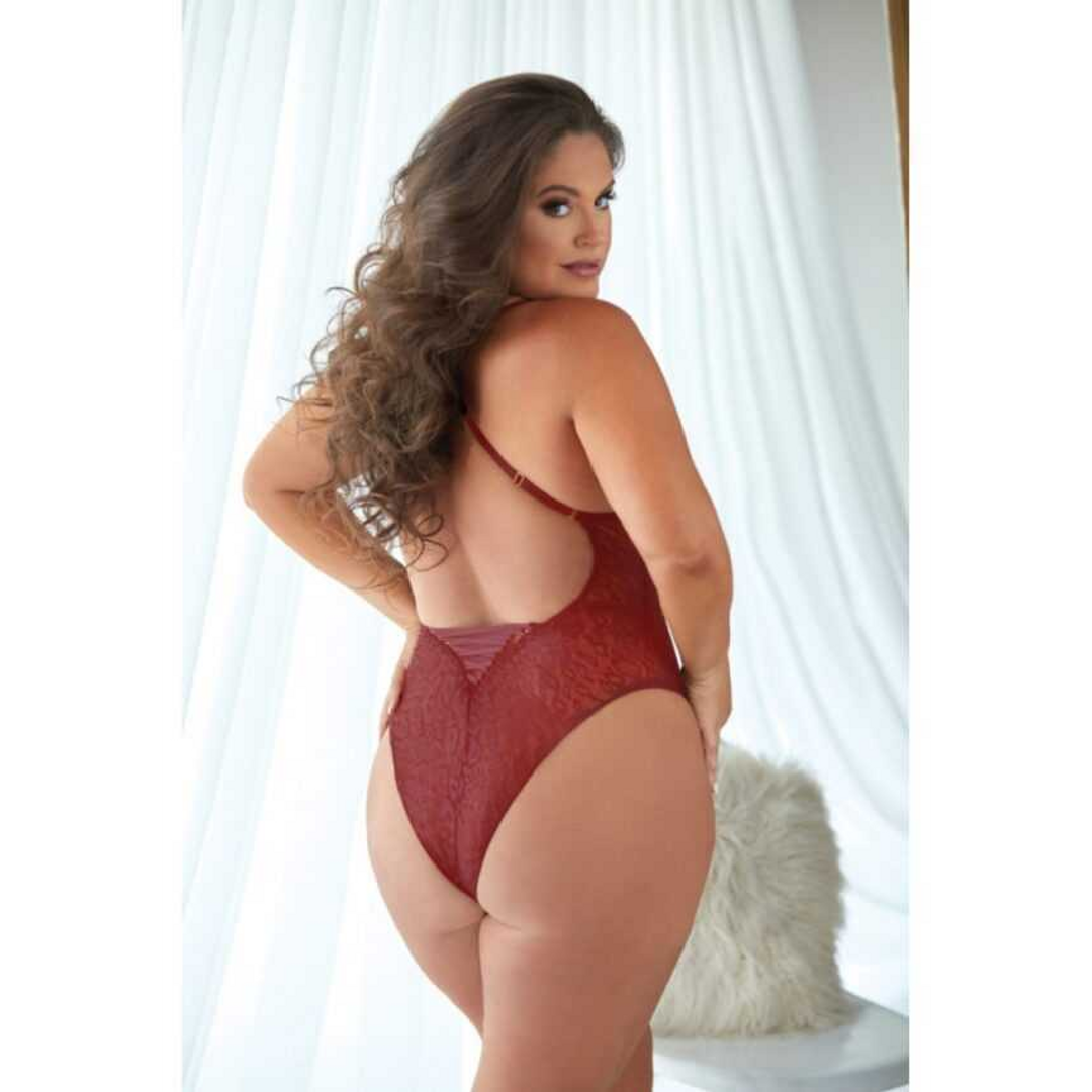 Teddy Léopard en Dentelle avec Détails en Dentelle - 2X/3X