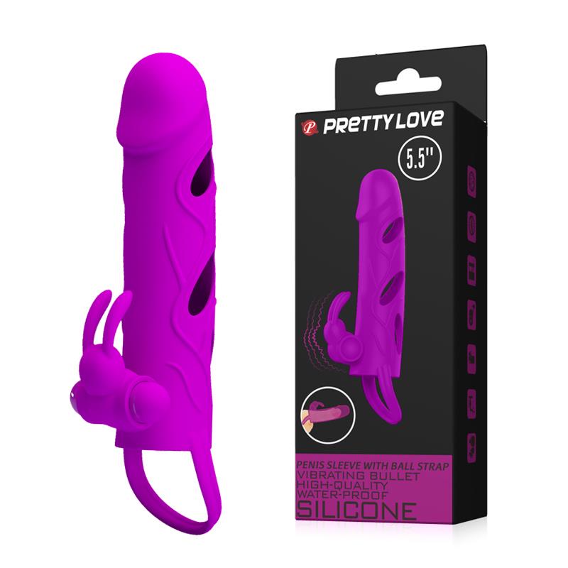 PRETTY LOVE - ANNEAU VIBRANT PÉNIS AVEC SANGLE DE COUILLE VIOLET