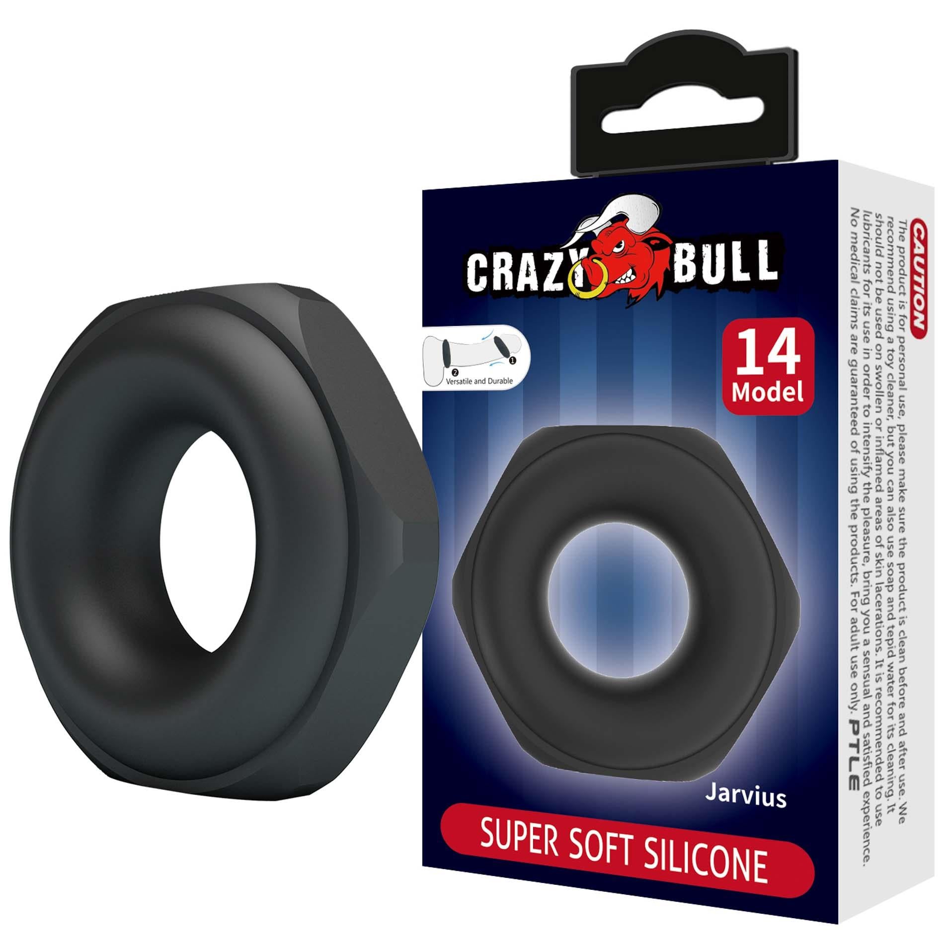 Anneau pénien en silicone super doux Crazy Bull Jarvius – Noir
