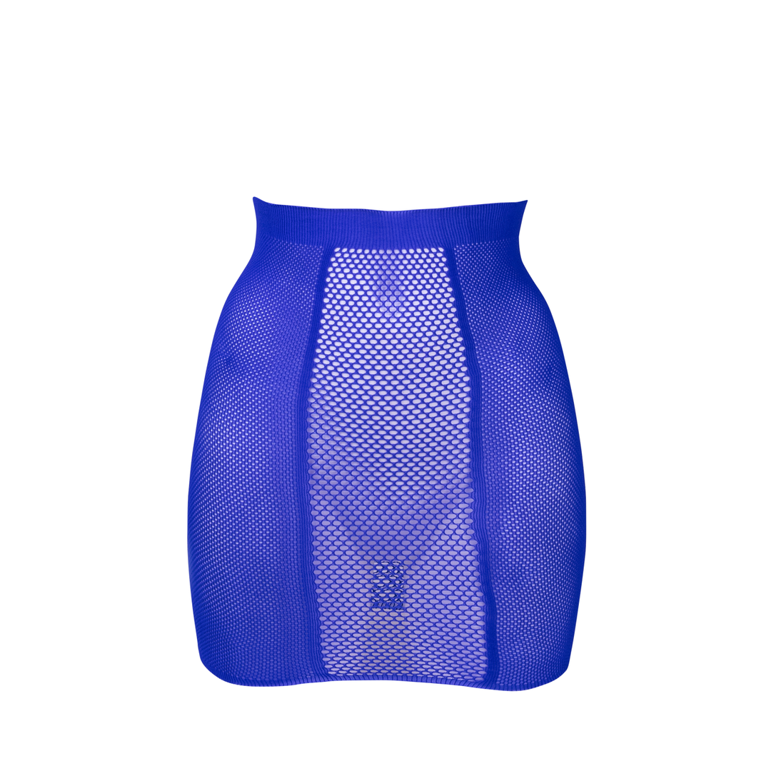 High - Waist Fishnet Skirt - One Size - Blue