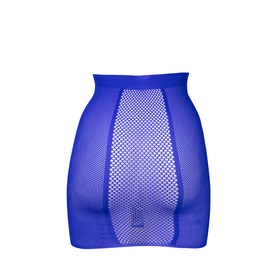 High - Waist Fishnet Skirt - One Size - Blue