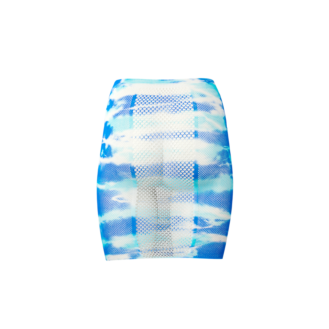High - Waist Fishnet Skirt and Dazzling Cleavage Bling Sticker - One Size - Multicolor