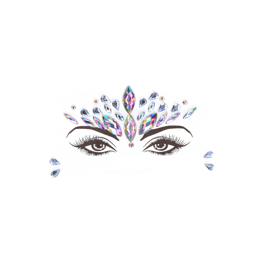 Short Sleeve Teddy and Dazzling Crowned Face Bling Sticker - One Size - Multicolor