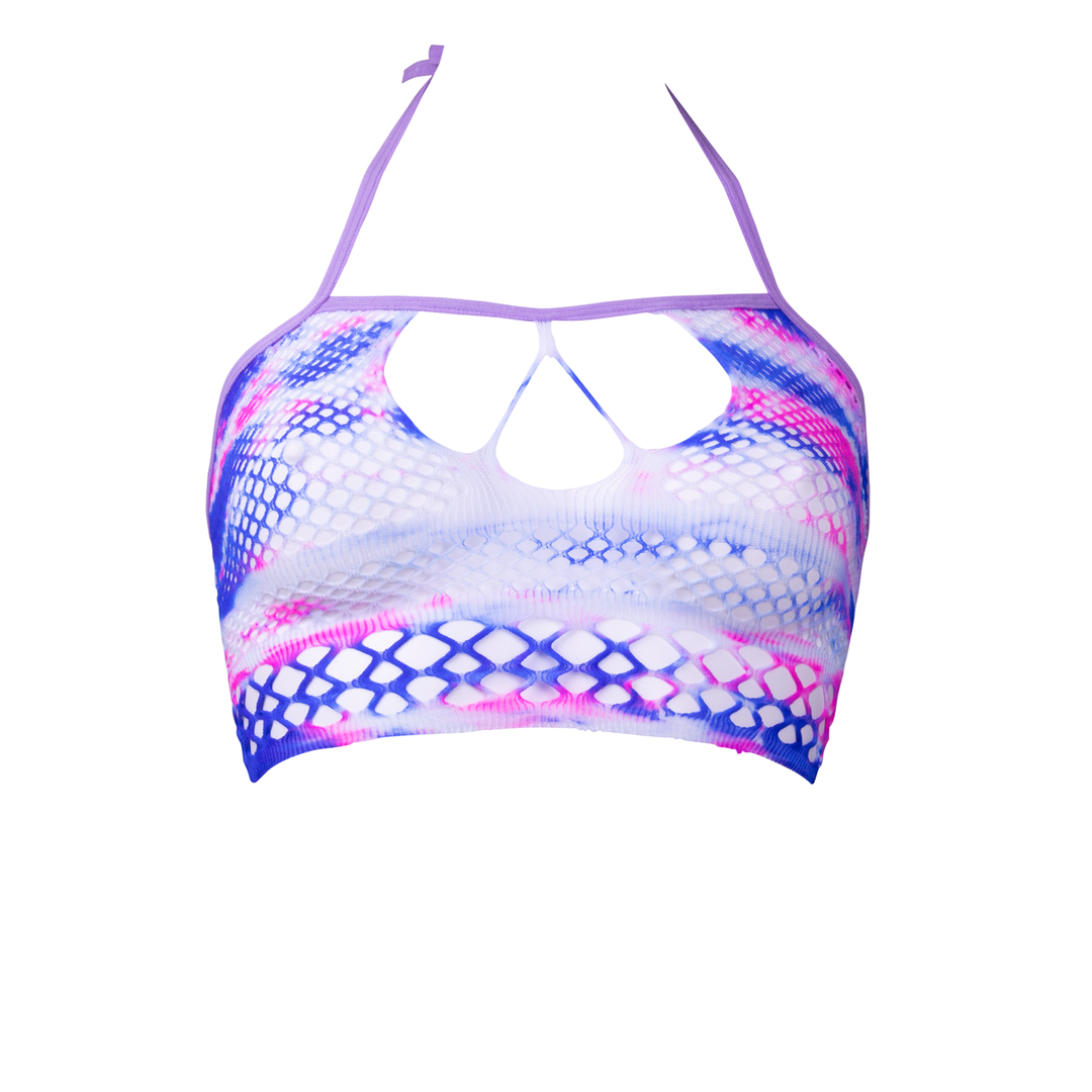 Strappy Halter Top and Dazzling Eye Sparkle Bling Sticker - One Size - Multicolor
