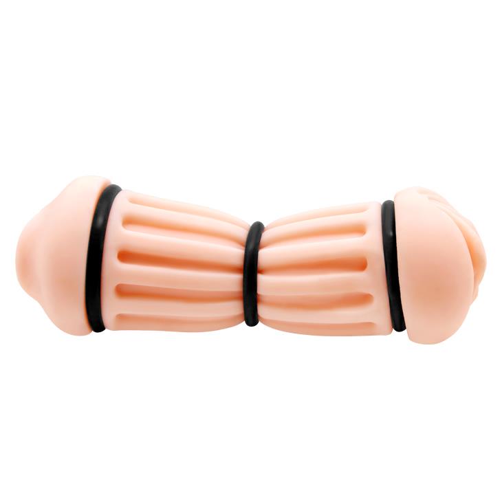 Double Hole Pocket Masturbator with Rings