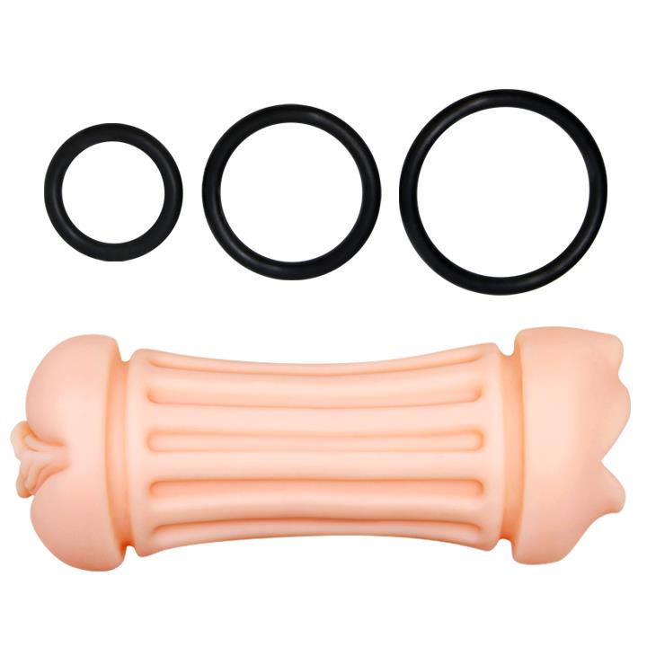 Double Hole Pocket Masturbator with Rings