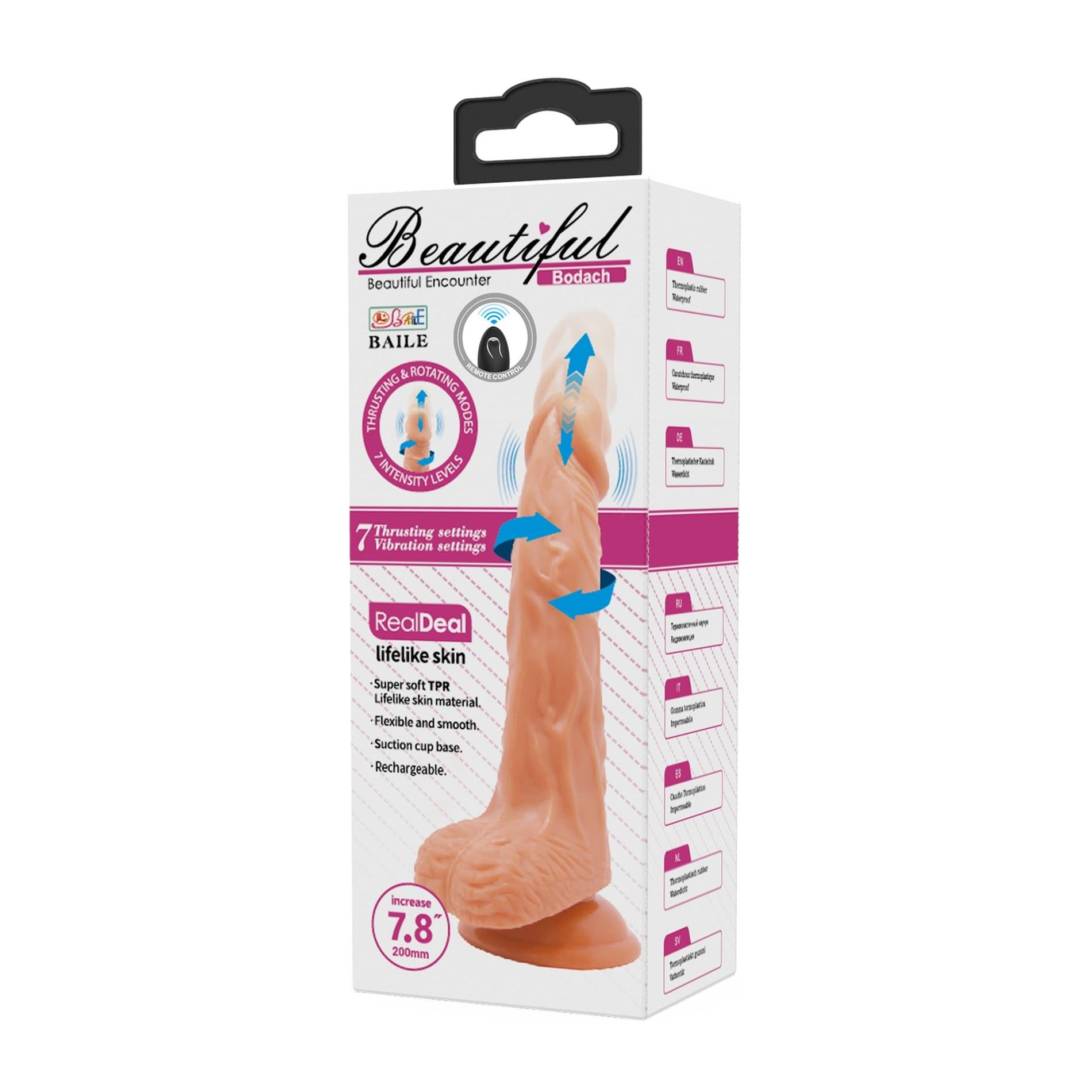 BAILE - Bodach 7,8'', 7 fonctions de vibration 7 fonctions de rotation Pénétrant Télécommande sans fil Base à ventouse