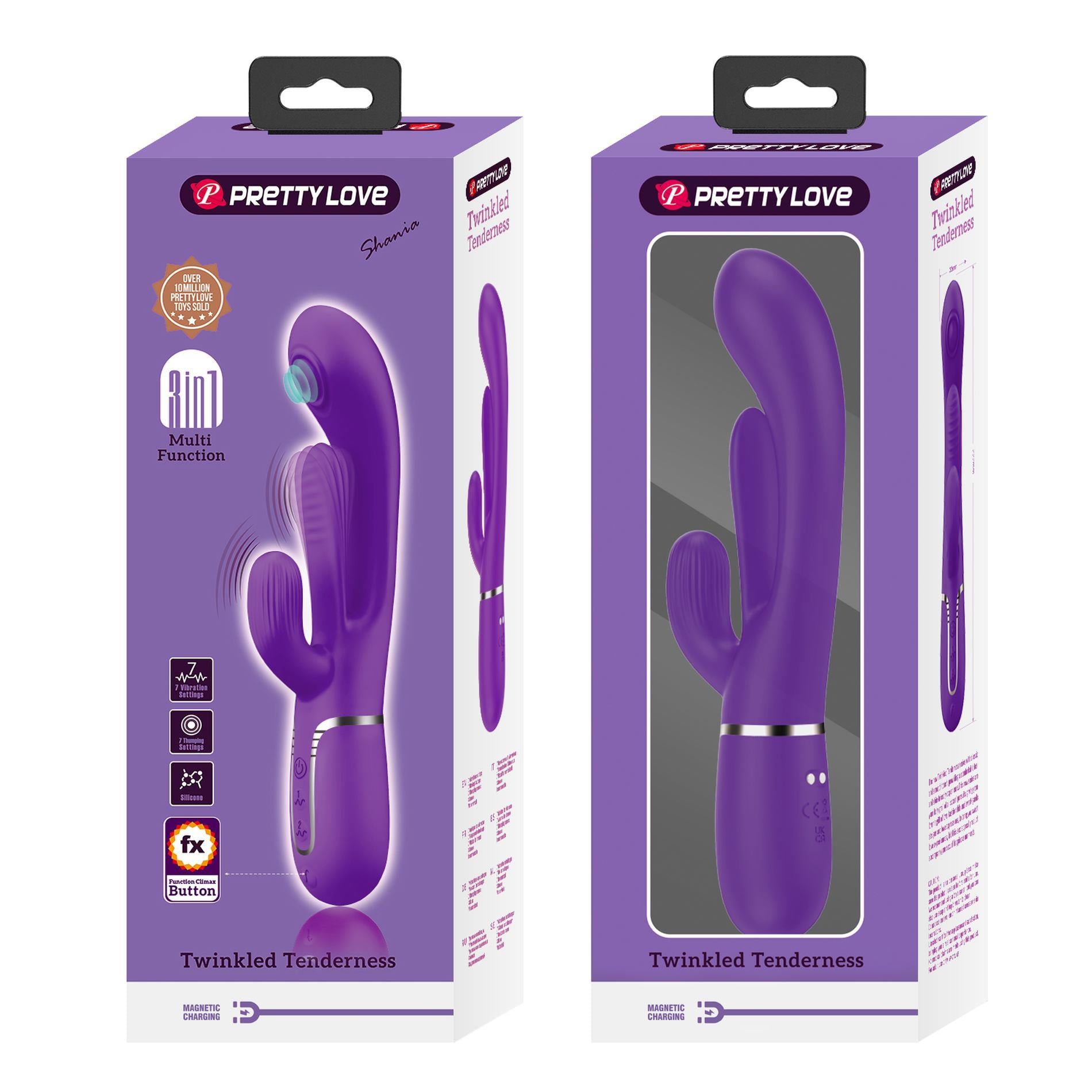 PRETTY LOVE - Shonia Violet Foncé, Tendre Étincelle, 7 fonctions de pulsation 7 fonctions de vibration