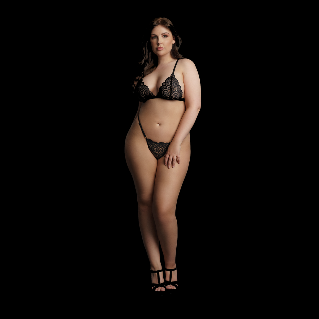 Magic Lace Velvet Lingerie Set - Queen Size - Black