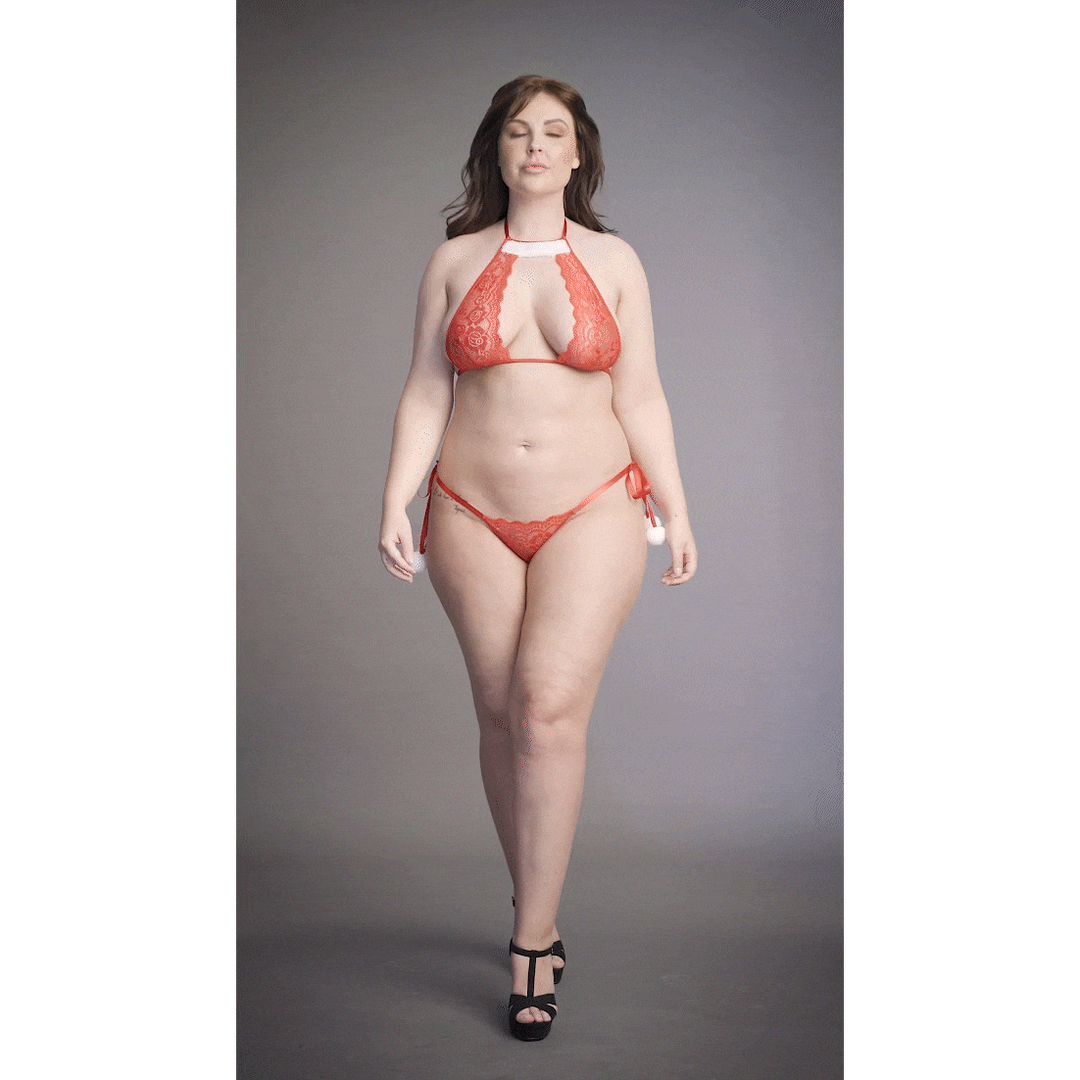 Snow Angel Lace Lingerie Set - Queen Size - Red