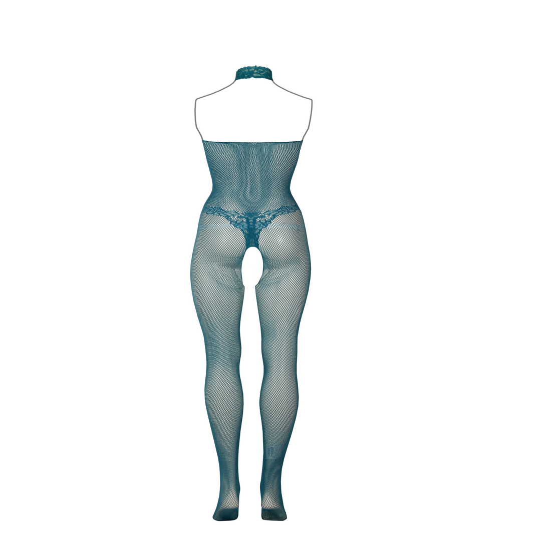 Fishnet and Lace Bodystocking - Queen Size - Blue