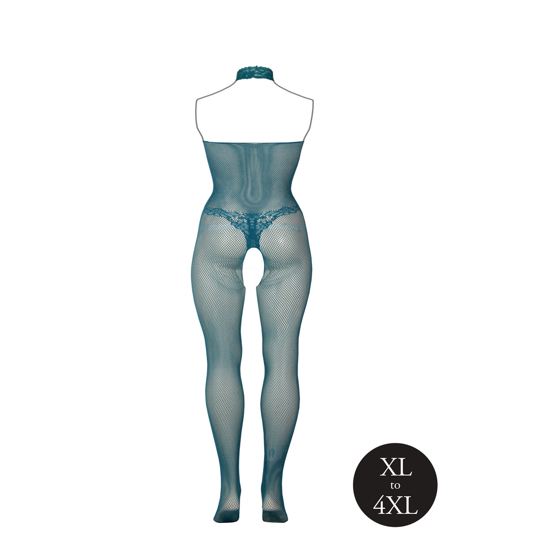 Fishnet and Lace Bodystocking - Queen Size - Blue