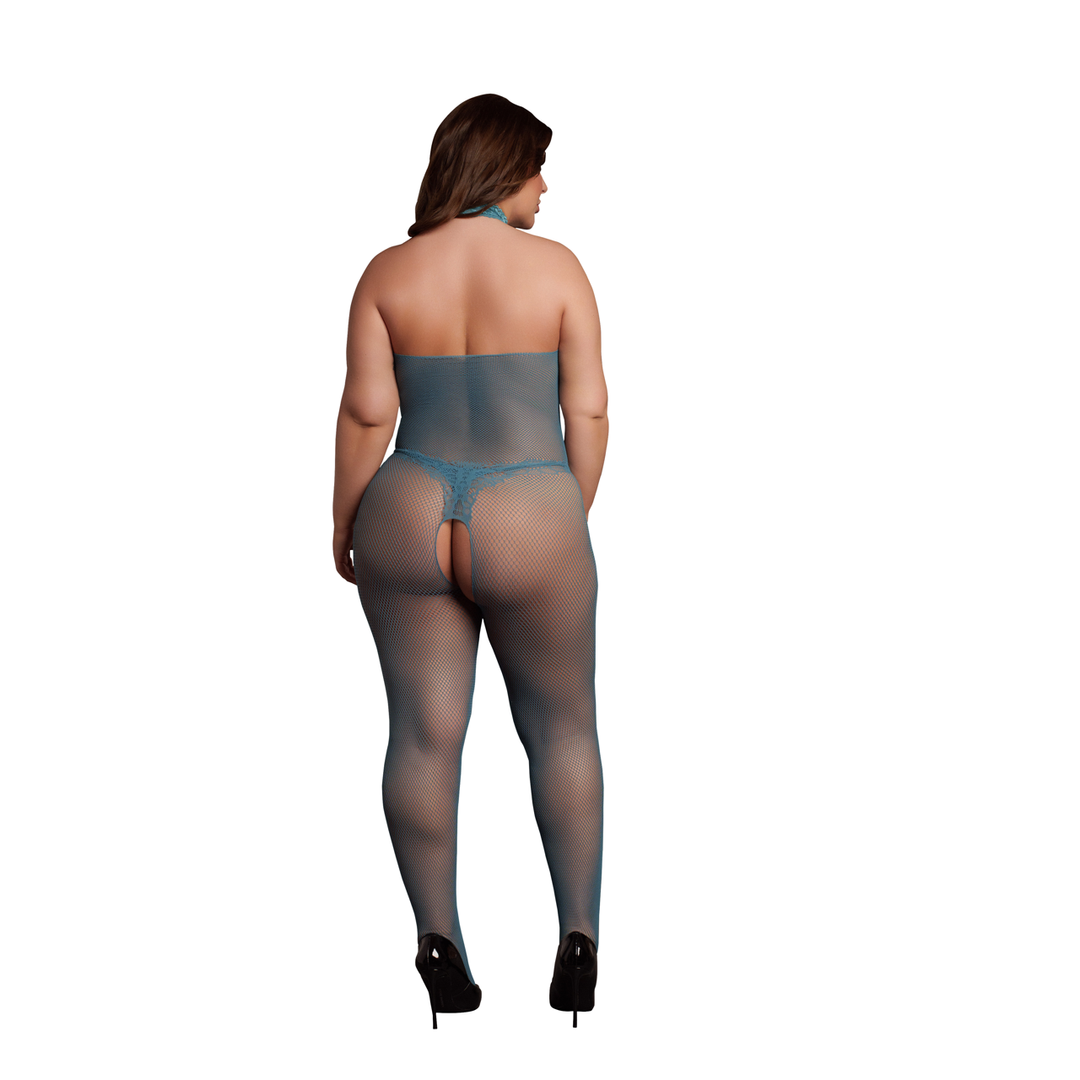 Fishnet and Lace Bodystocking - Queen Size - Blue