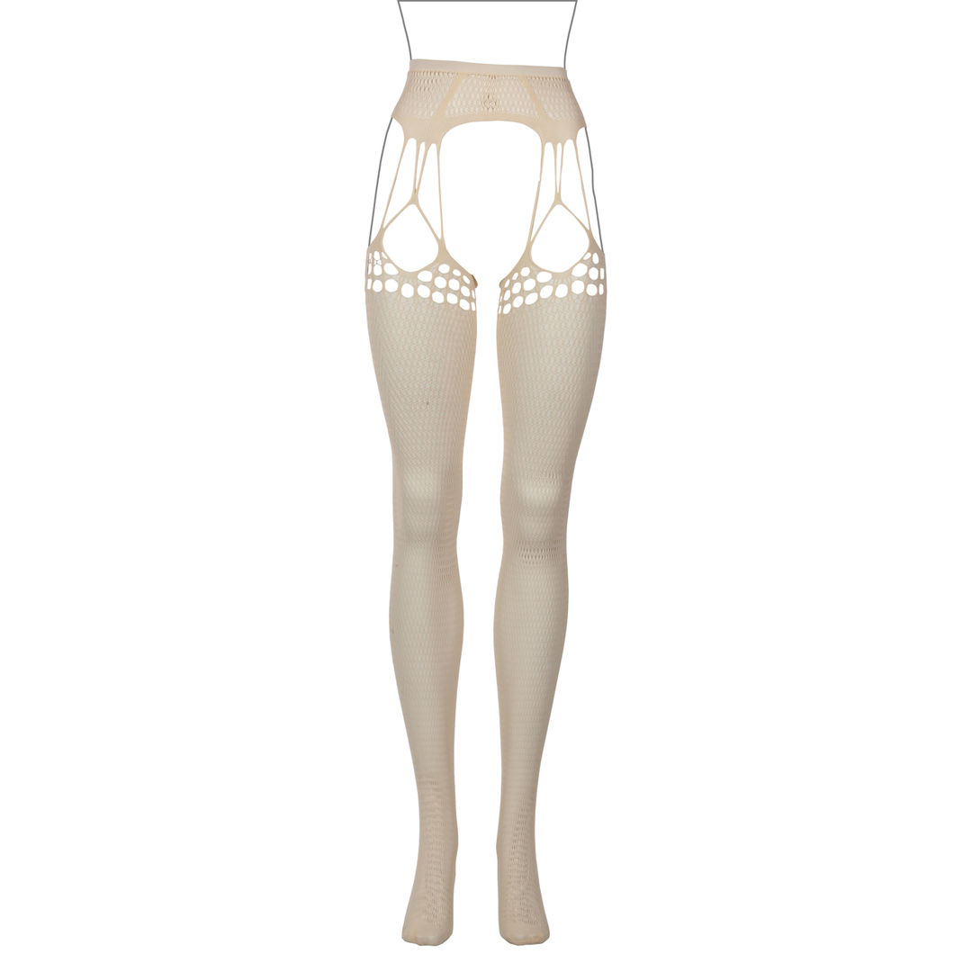 Shredded Suspender Pantyhose - One Size - Nude