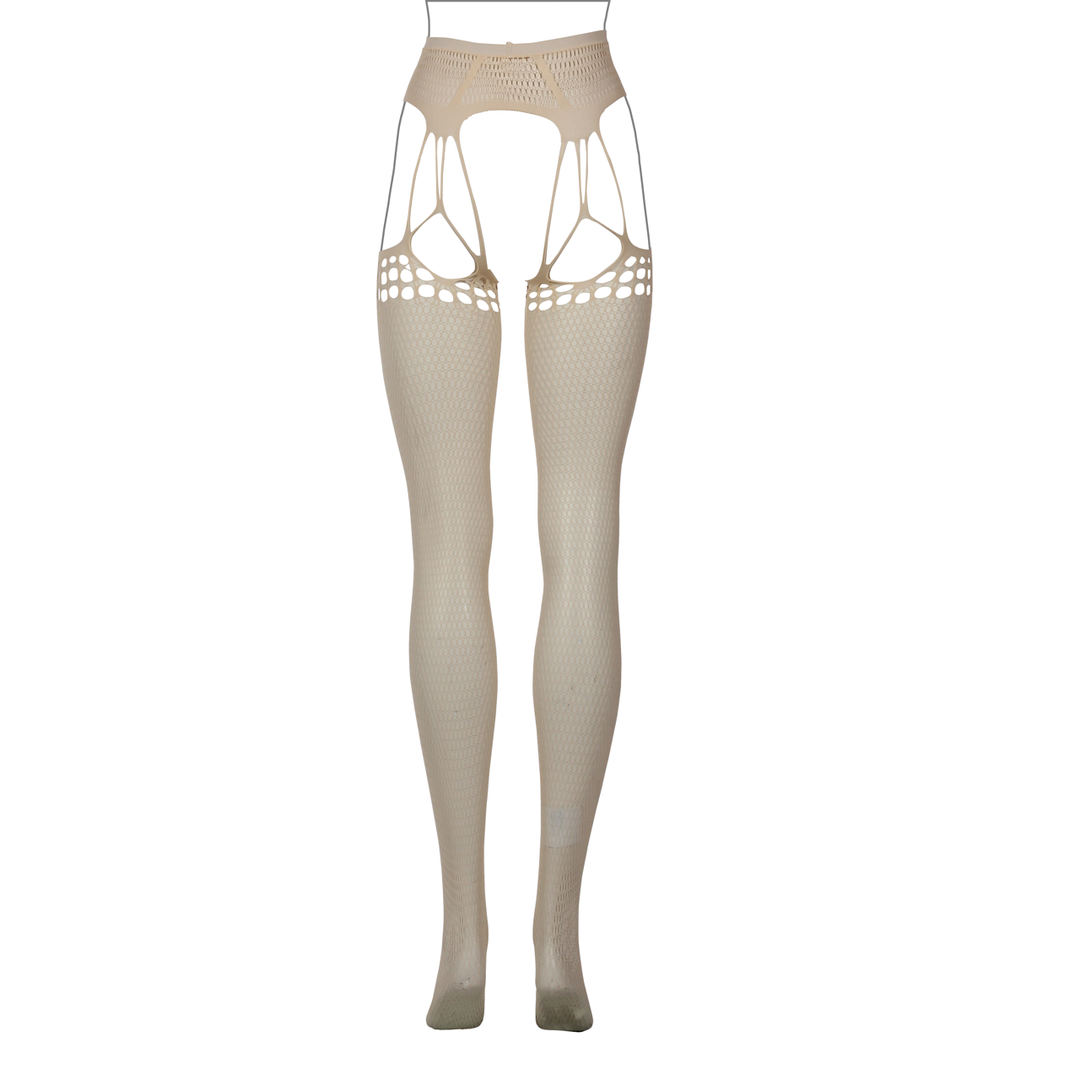 Shredded Suspender Pantyhose - One Size - Nude