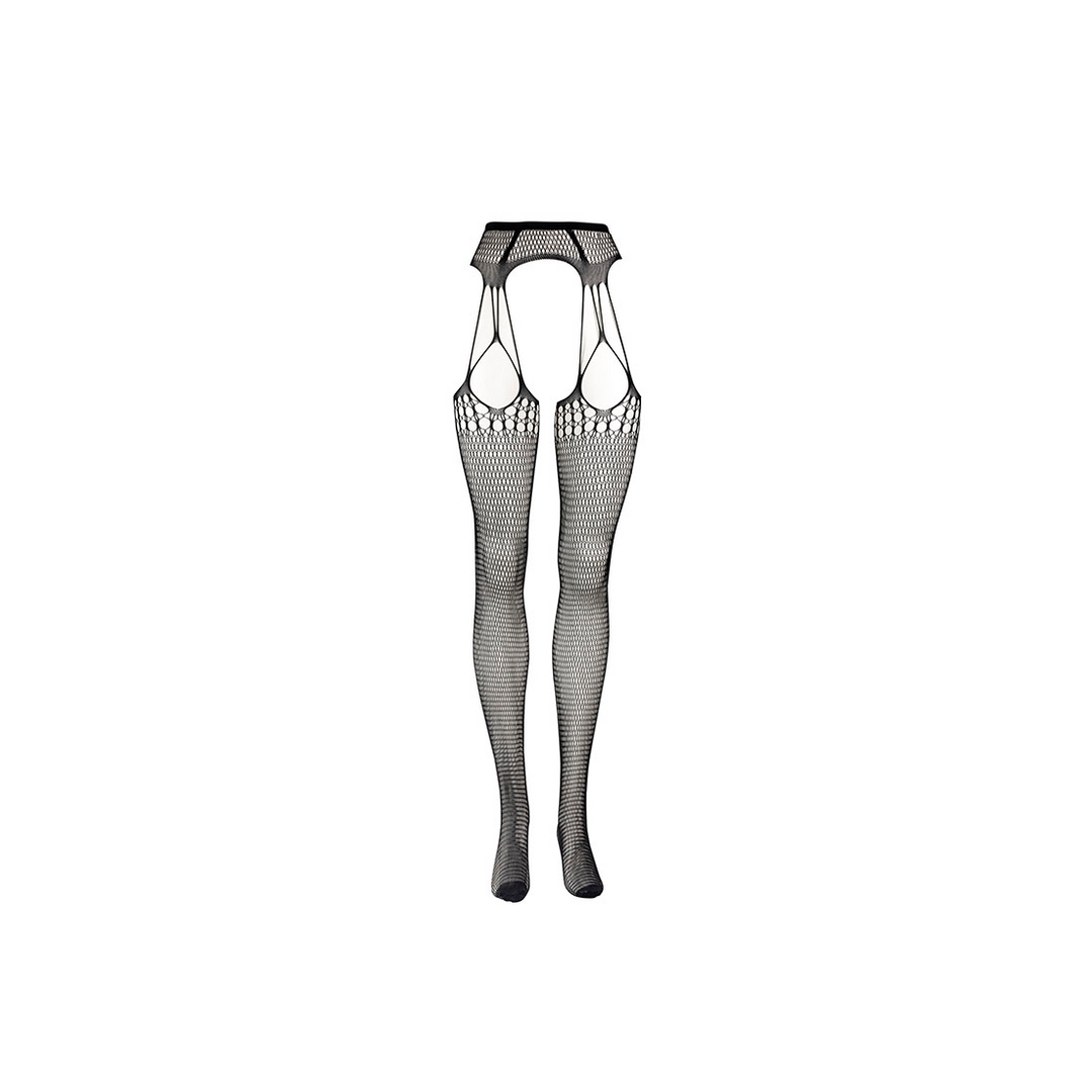 Shredded Suspender Pantyhose - One Size - Black