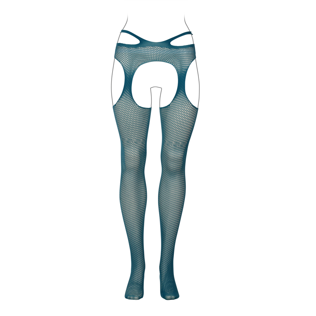 Suspender Pantyhose with Strappy Waist - Queen Size - Blue