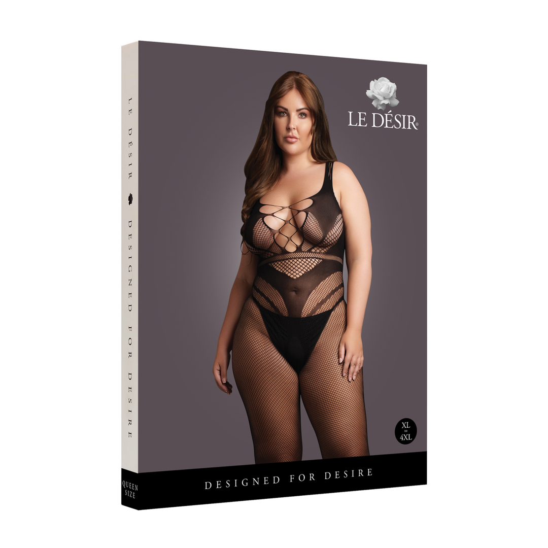 Bodystocking with Accentuated Lines - Queen Size - Black